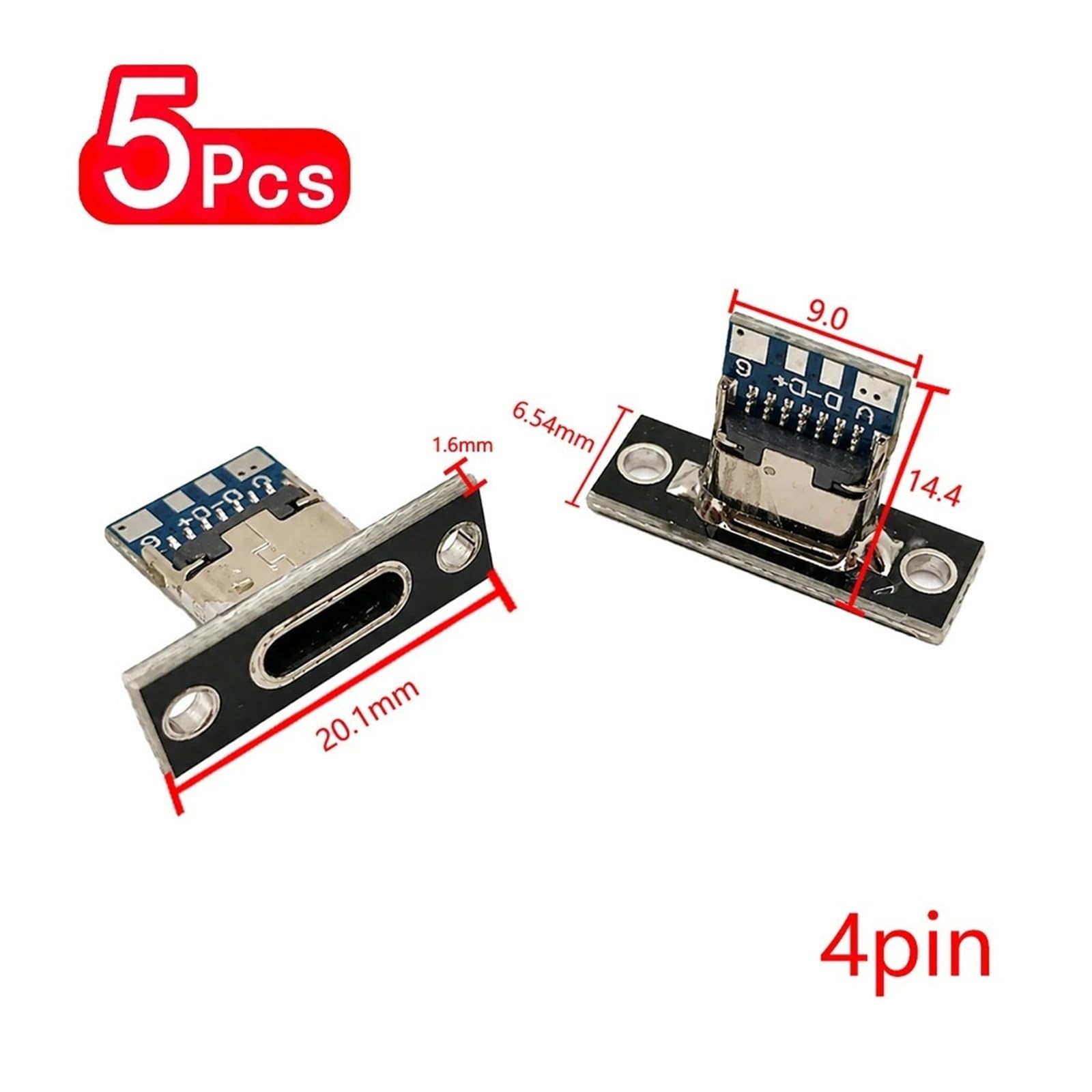 USB 3.1 Type-C żeńskie 2/4Pin Screw Fix Charging Port (4pin-5 szt.)