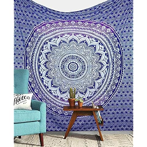 Jaipur Handloom Twin Purple Ombre Tapestry Wall Hanging College Dorm Tapestry Mandala Tapestry Dorm Decor Indian Hippie Tapestry Bohemian Bedspread Bedding Beach Tapestry Decor Cover