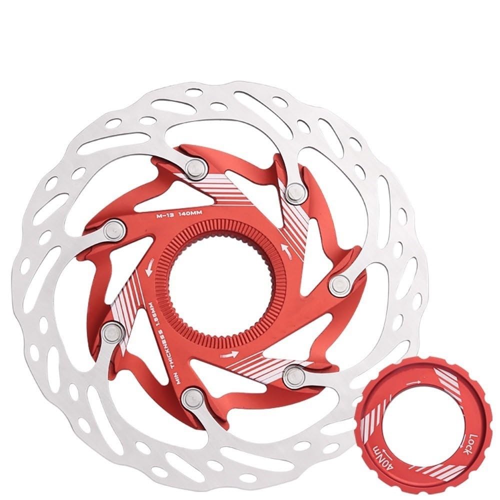 Rowerowy hamulec hydrauliczny środkowa tarcza blokująca 140MM 160MM tarcza łamająca wiatr MTB kolarstwo tarcze ze stali węglowej(Red 140mm 1PCS)