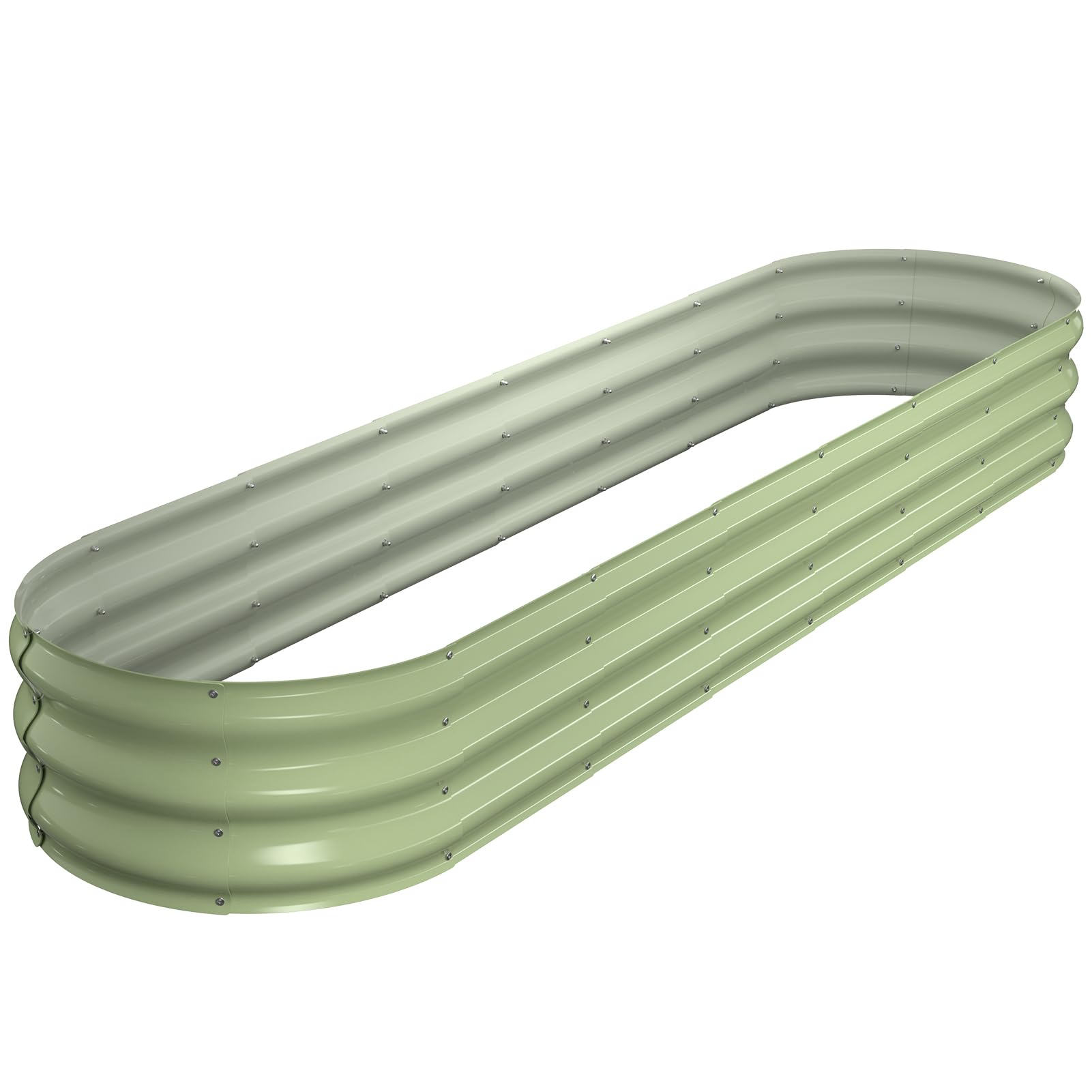 Raised Garden Bed Kit, 8x2x1 ft Galvanized Planter Box Outdoor, Oval Large Metal Raised Beds for Gardening Vegetables Flower Herb (Avocado Green)