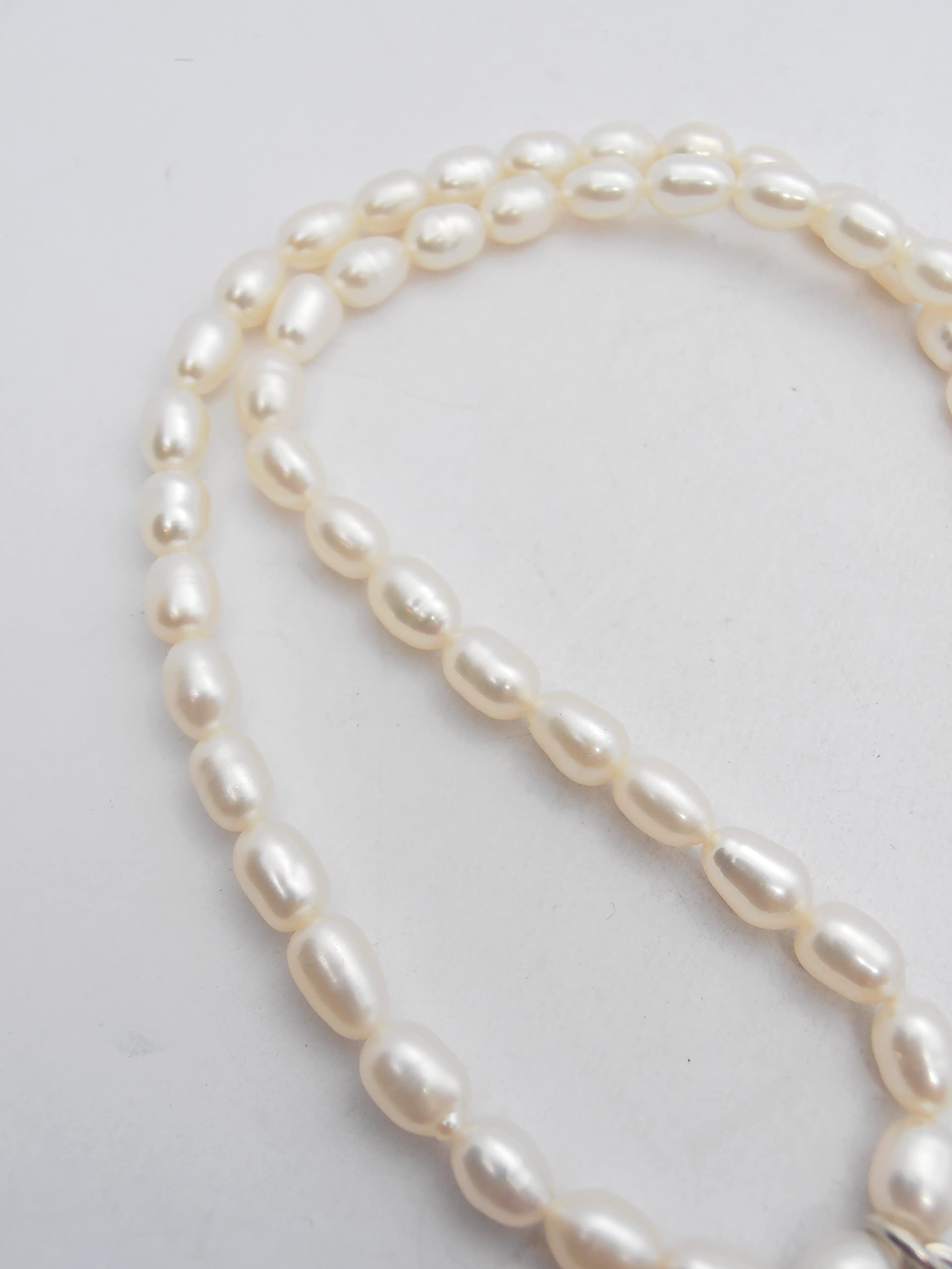 Collana di Perle d'Acqua Dolce con Ciondolo in Turchese Naturale e Argento 925 - Girocollo con Pietre Preziose