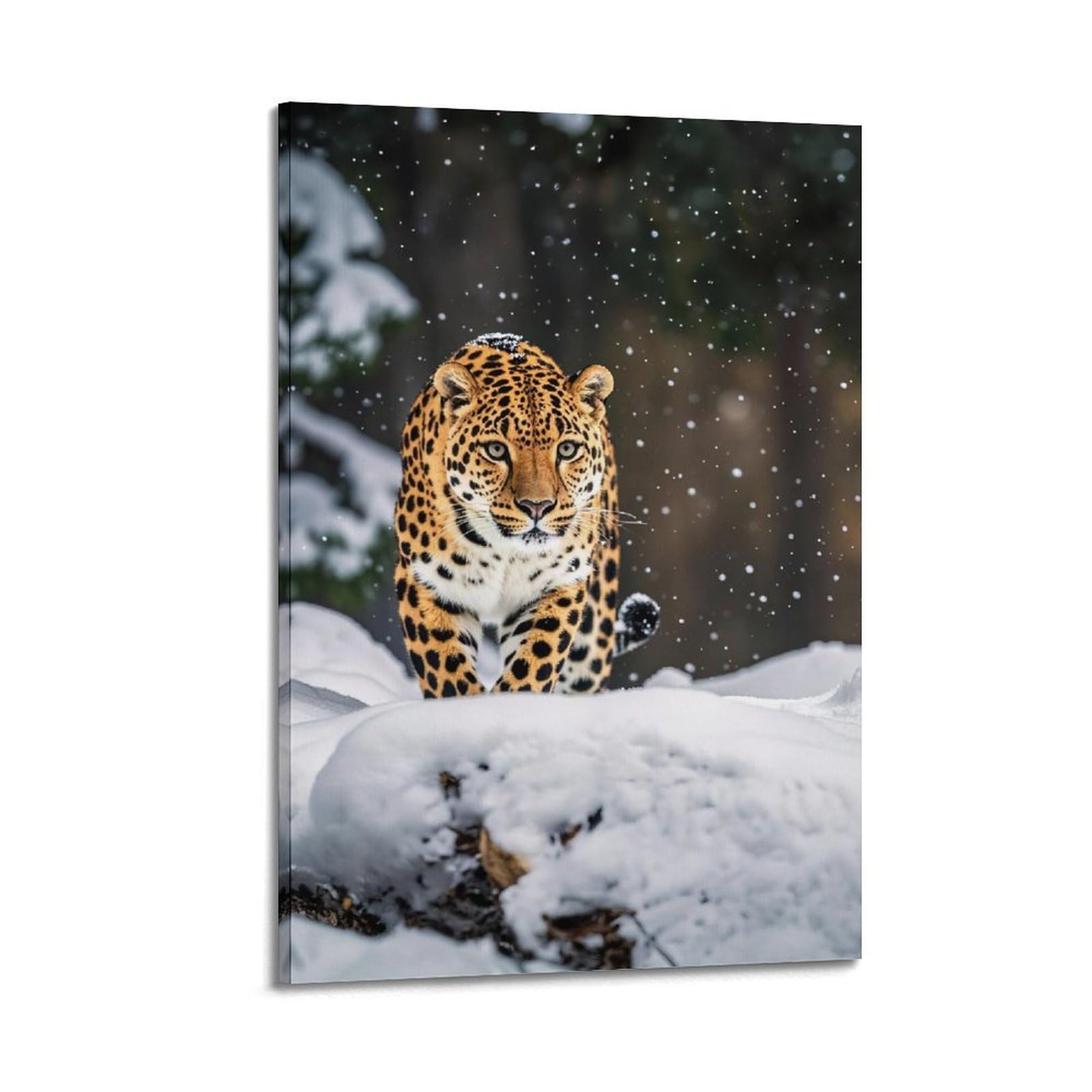 WZKTCL Animal Artwork Poster Leopard in The Snow Poster Decorative Painting Canvas Wall Posters And Art Picture Print Modern Family Bedroom Decor Posters 20x30inch(50x75cm)