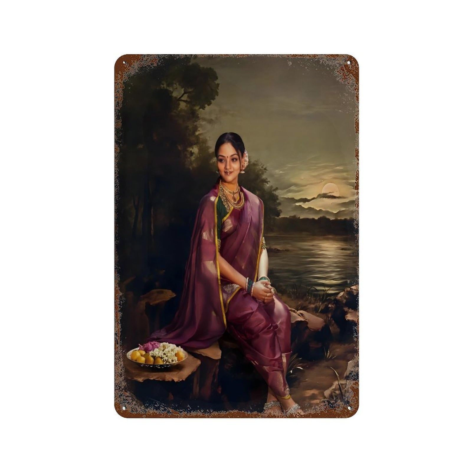 xiaoxiaoshen Raja Ravi Varma (6) Wall Decor Art Metal Tin Poster Modern Home Decor Art Home Bar Shop Decorations Vintage Sign 30x20cm
