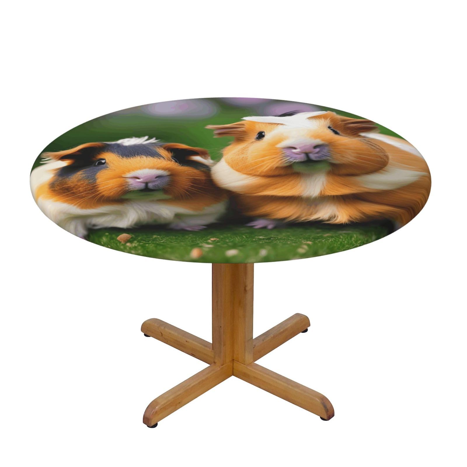 Cute Guinea Pigs Print Round Tablecloth Waterproof Table Cover Wipe Clean Washable Table Protector For Dining Room