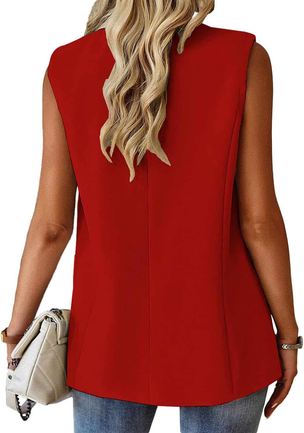 Blazer Vest for Women Sleeveless Vest Tops Open Front Casual Blazer Single Button Work Office Suit Jacket Waistcoat