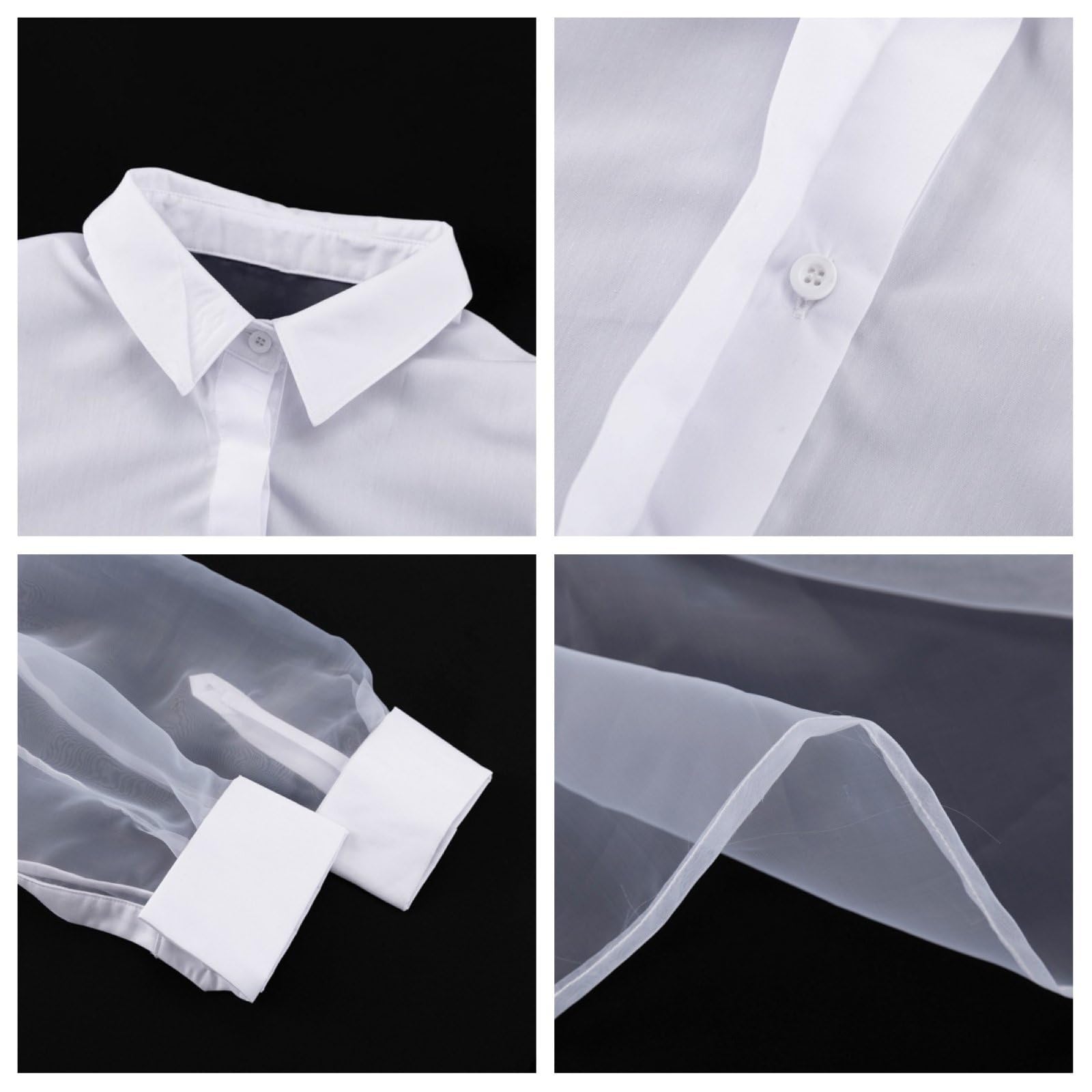 Elegante Camicetta Patchwork Bianca Da Donna Manica Lunga Pura Risvolto Camicie Formali Top