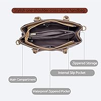 Vista 4 de Bolsos de mano de cuero de moda para mujer, bolso de hombro, asa superior, bolso de otoño Gris