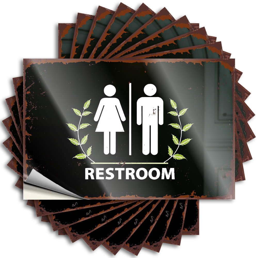 Cats, Decal Water Restroom Sign with Gender Symbols and Plants. | Narrow Halloween(6X9CM)