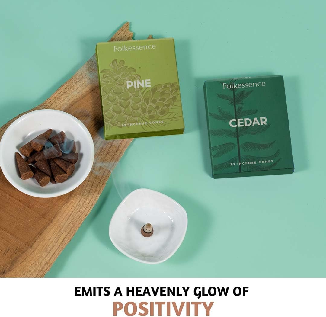 Folkulture Incense Cones for Waterfall | 20 Pc Scented Pine & Cedar Fragrance | Natural, Non-Toxic | Xmas Incense for Relaxation, Meditation & Spiritual Use for Women