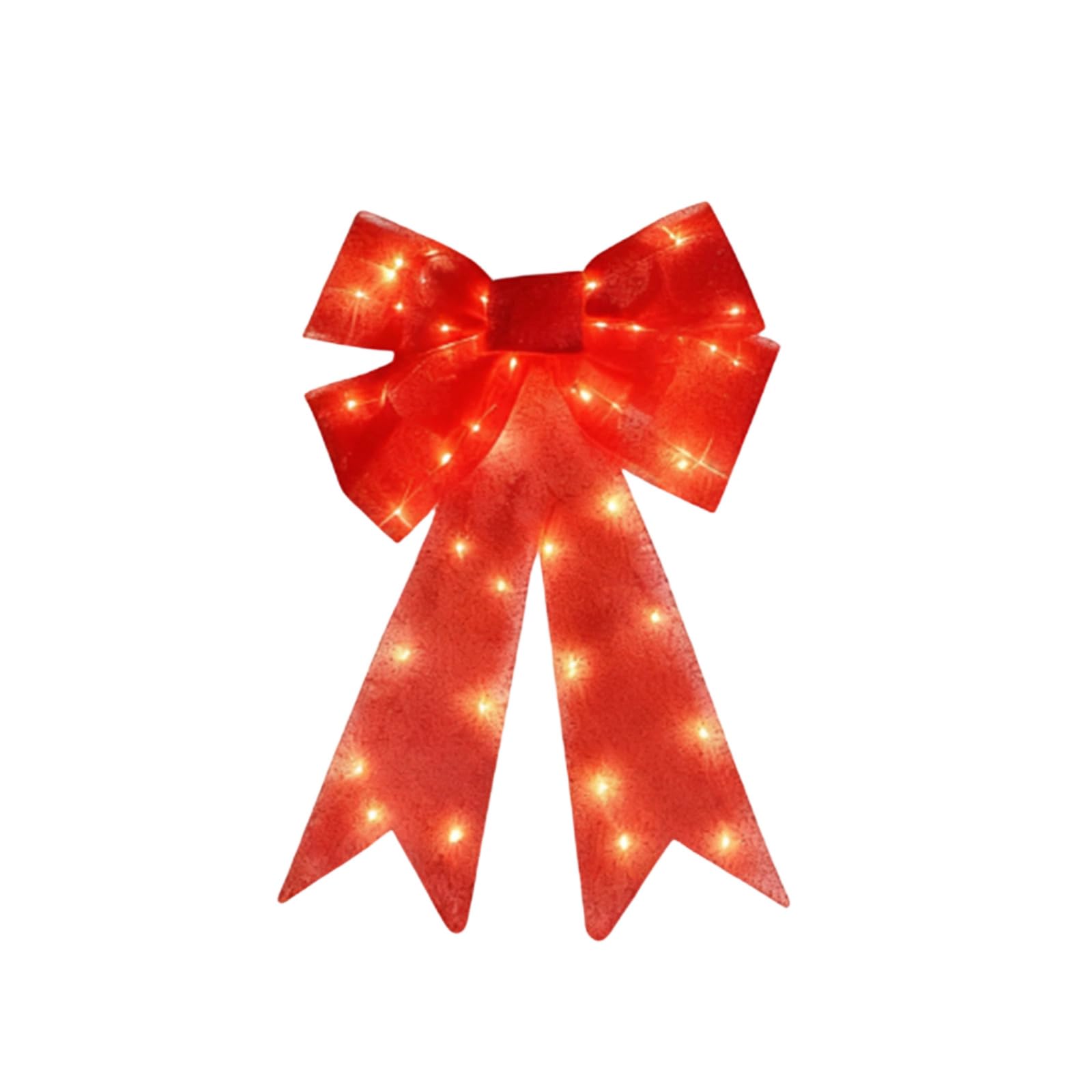 Puntale per albero di Natale con fiocco rosso illuminato a LED, da appendere, decorazione per la casa, per vacanze e feste invernali (rosso 1, 59 x 41 cm)