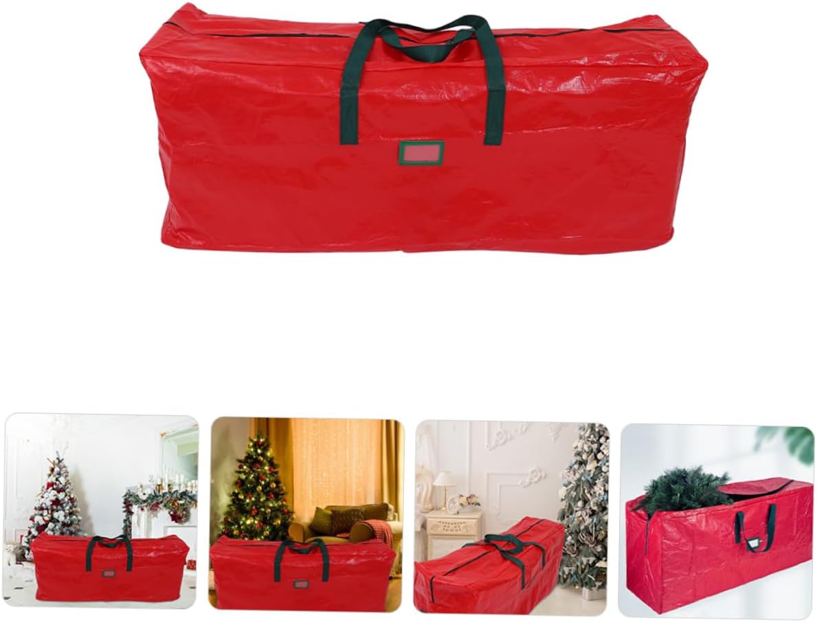 Christmas Tree Storage Bag Large 135x34x68cm Red Dustproof Holiday Tree Container with Handles for Home Organization and Xmas Decoration Storage