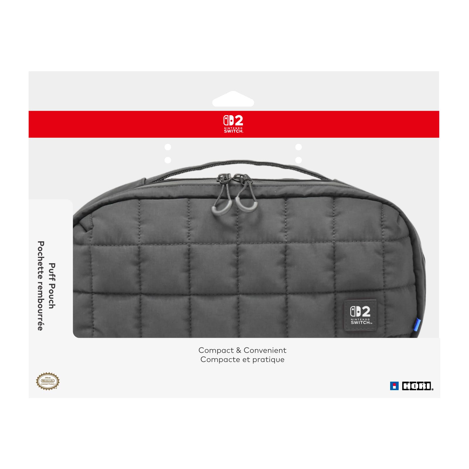 HORI Borsa Imbottita Puff Pouch (Nera) – Borsa per il trasporto e la protezione della Nintendo Switch 2 – Licenza Ufficiale Nintendo