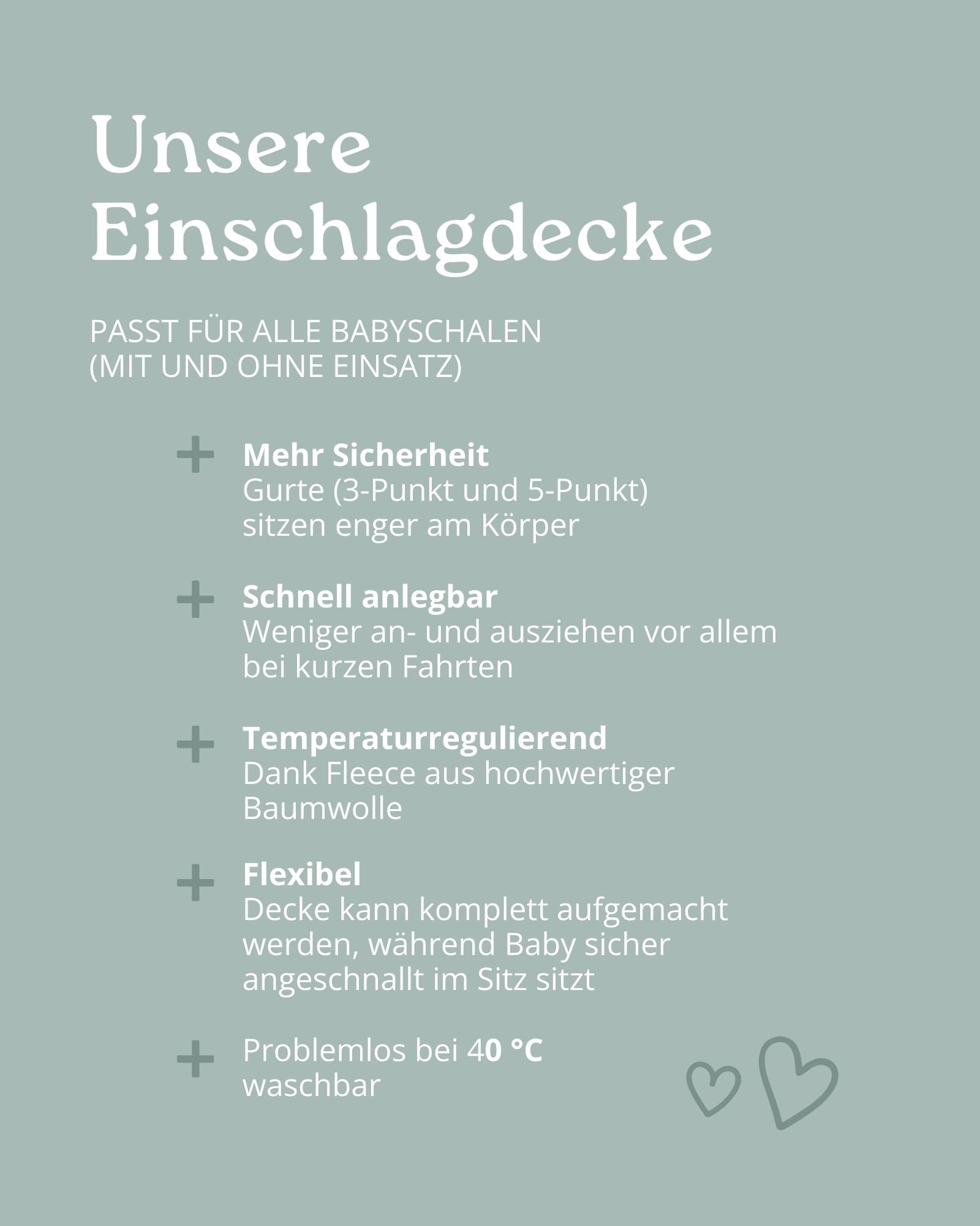 ULLENBOOM Einschlagdecke Babyschale Oeko-TEX Made in EU Babydecke Kindersitz Kinderwagen Buggy 0-9 Monate 2,5 TOG