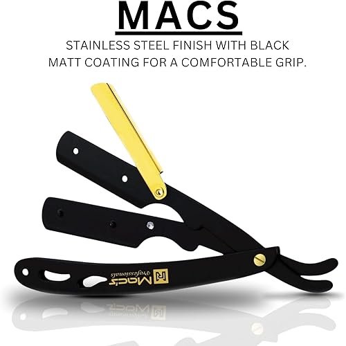 Miniatura 7 de Maquinillas de afeitar profesionales B&G de borde recto, con Green Platinum Derby 100 cuchillas - Mecanismo de reemplazo de cuchillas fáciles-100%