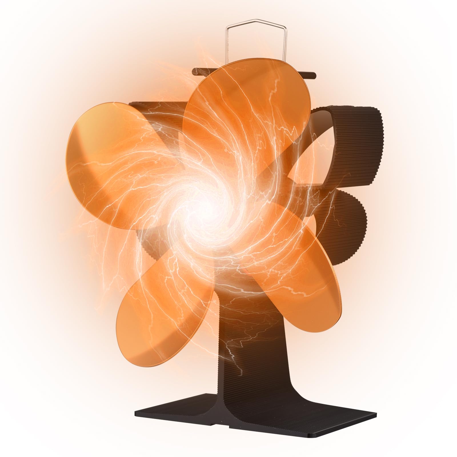 Ventilatore per Stufa a Legna a 4 Pale Alimentato a Calore, Ventilatore Termico Non Elettrico per Stufa a Legna, Camino con Bruciatore a Legna, con Protezione dal Surriscaldamento (Oro)