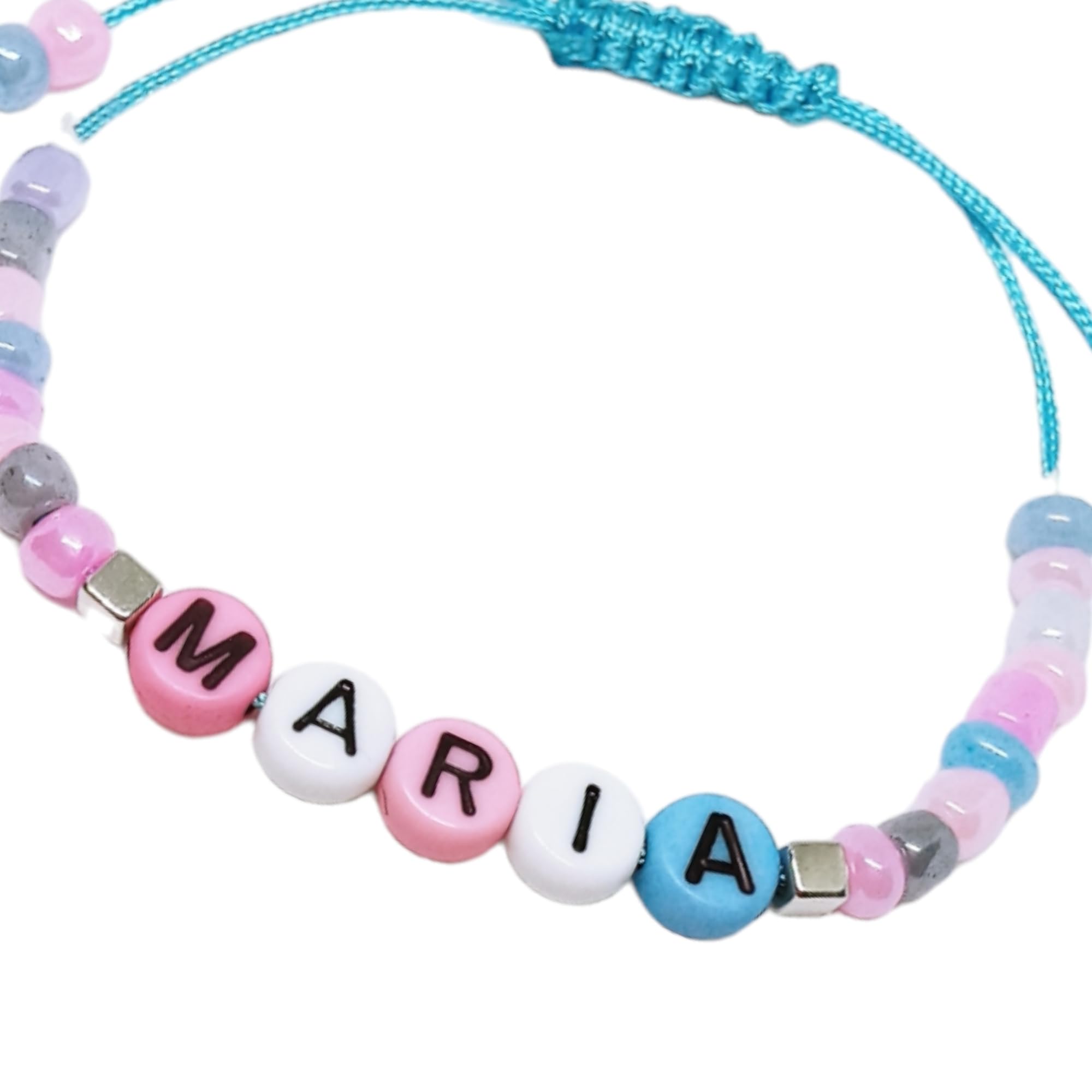 Pulsera Personalizada Hecha a Mano con Mensaje - Letras del Alfabeto en cuentas Acrílico -