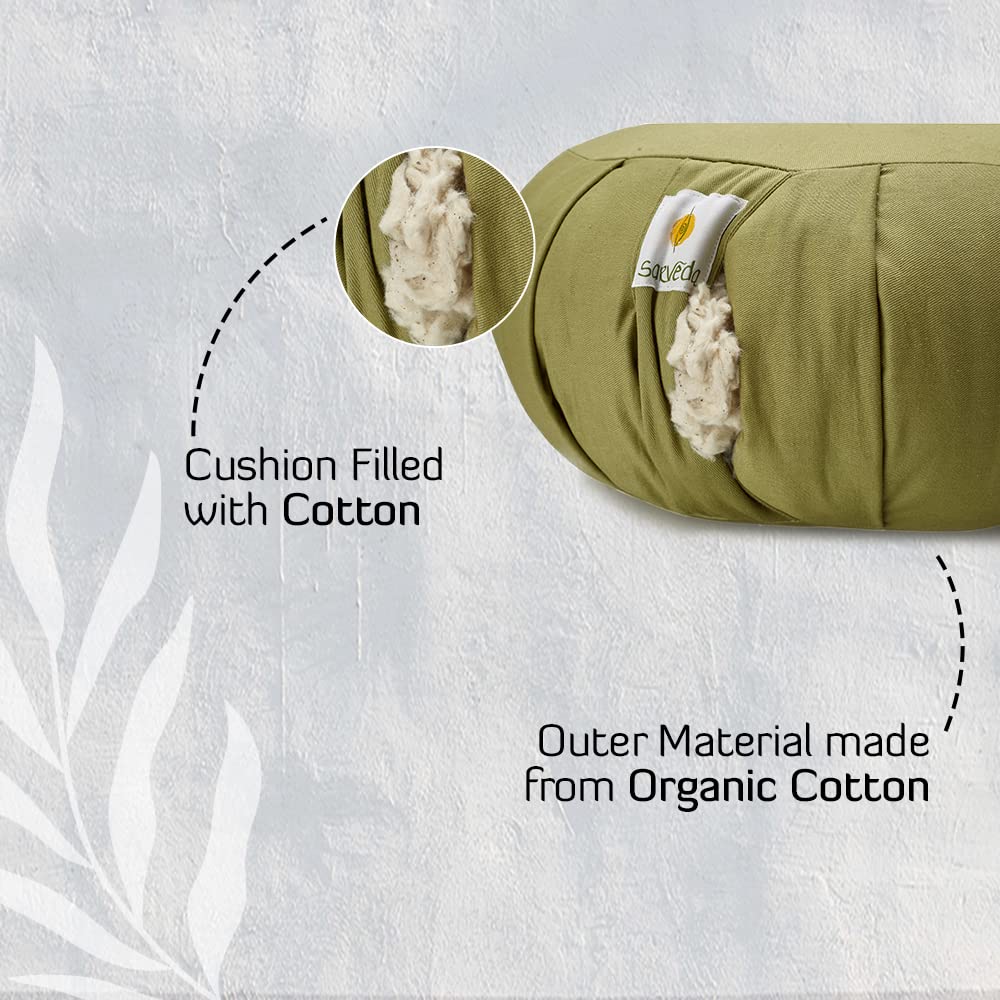 Sarveda Round Zafu Meditation Cushions | Organic Cotton | Yoga (Orange) 2