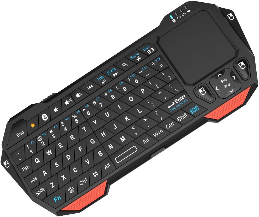 Aerb Mini Wireless Bluetooth Keyboard W Mouse Function for Android Smart TV Google HTPC (IBK-18 Black)