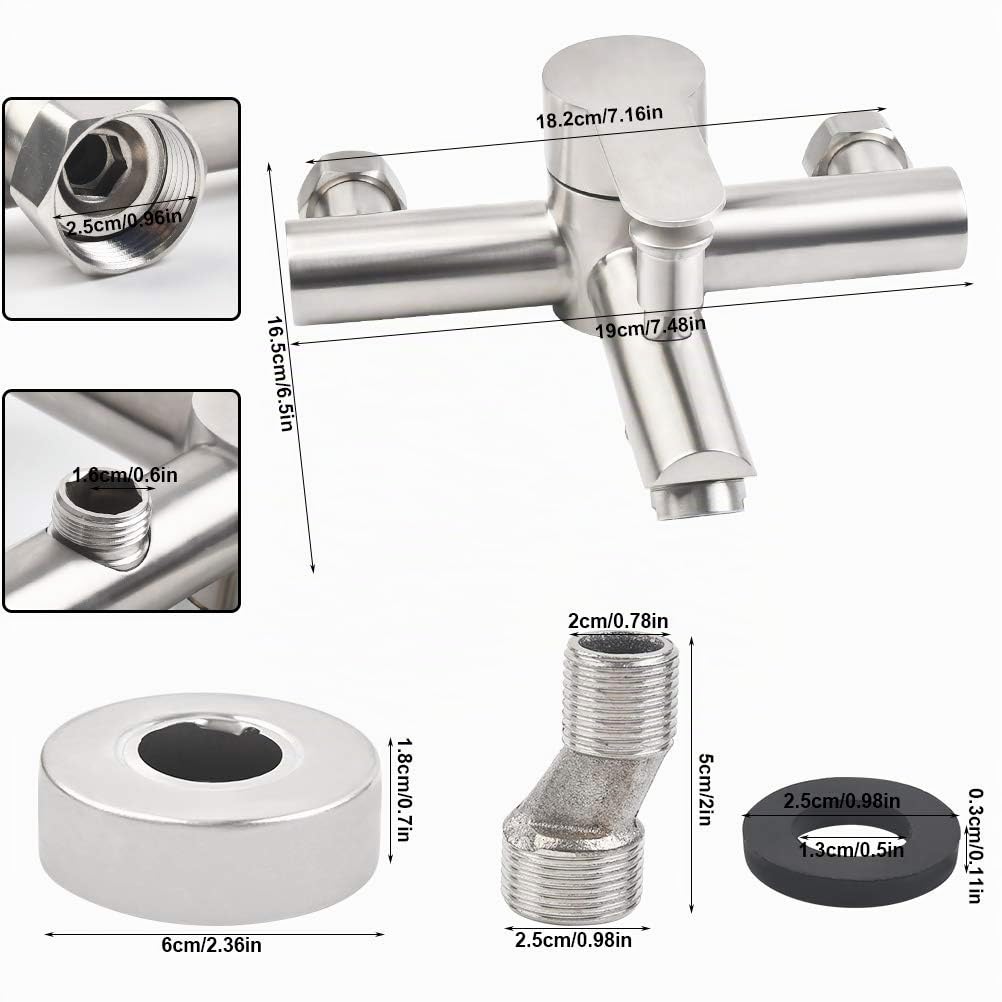 Grifo Para Bañera, Mezclador Monomando, con Desviador Manual, Montaje en Pared, con Salida de Ducha y Baño