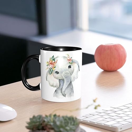Miniatura 7 de LKUZLOH Bonita taza de café con diseño de elefante en acuarela, regalo para mujeres, hermanas, taza de cerámica de 11 onzas, novedad para compañeros
