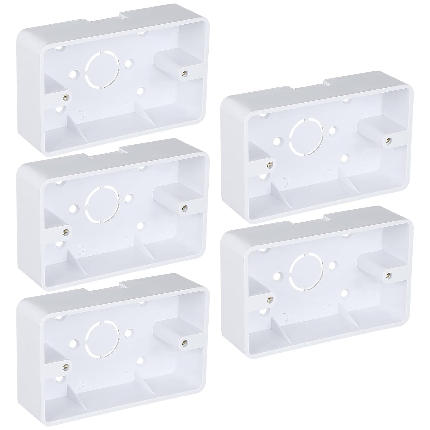 UKCOCO 5-Pack Wall Mounted Junction Boxes 4.72X2.87X1.37 Inch Electrical Surface Mount Outlet Boxes Plastic Case for Home Low Voltage Power Installation