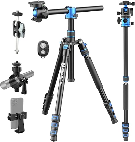 WEYLLAN TP6 - Trípode para cámara, trípode horizontal de 67 pulgadas, monopie portátil de aluminio con cabeza de bola de 1.417 in, soporte de