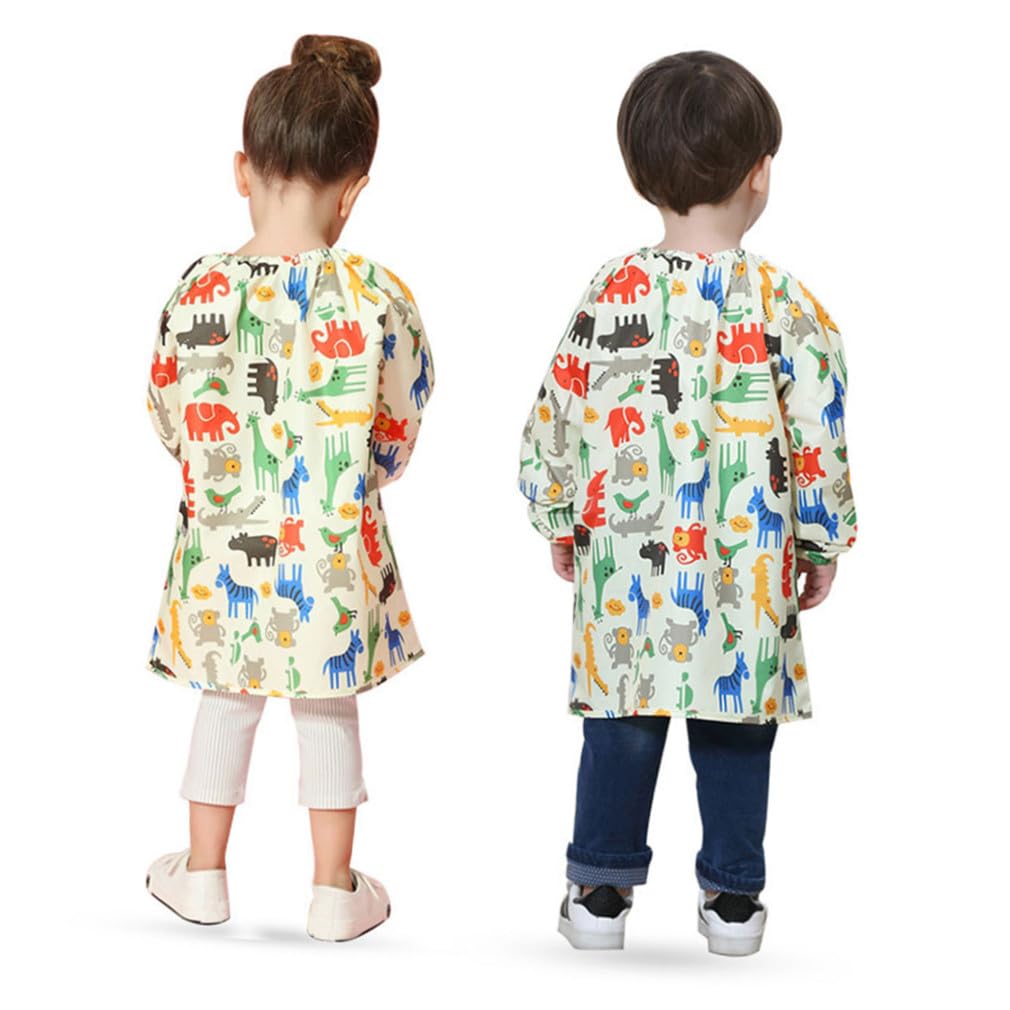 Tablier de Peinture Protège les Vêtements Jaune Imperméable Sèche Rapidement en Polyester, Manches Longues pour Garçon et Filles pour Activités Artisanales et Dessin