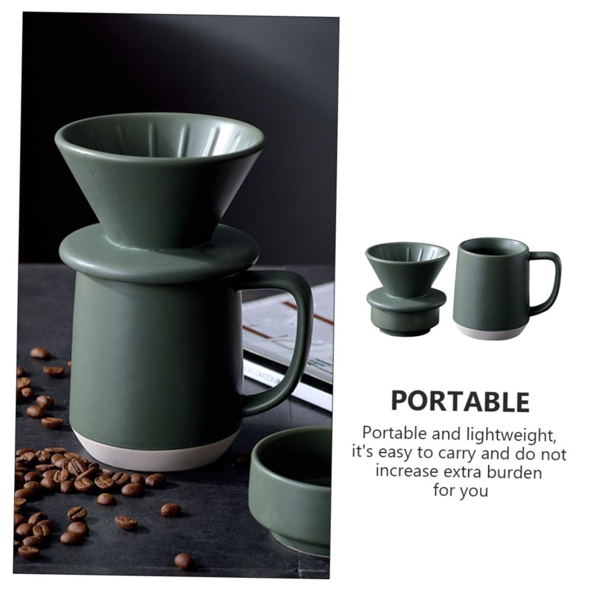 VILLCASE 2 Ensembles Tasse De Filtre à Lait De Café Portable Filtre à Café Réutilisable Filtres Tasses Filtre à Café Pratique Tasse De Tasse De Lait Céramique Vert