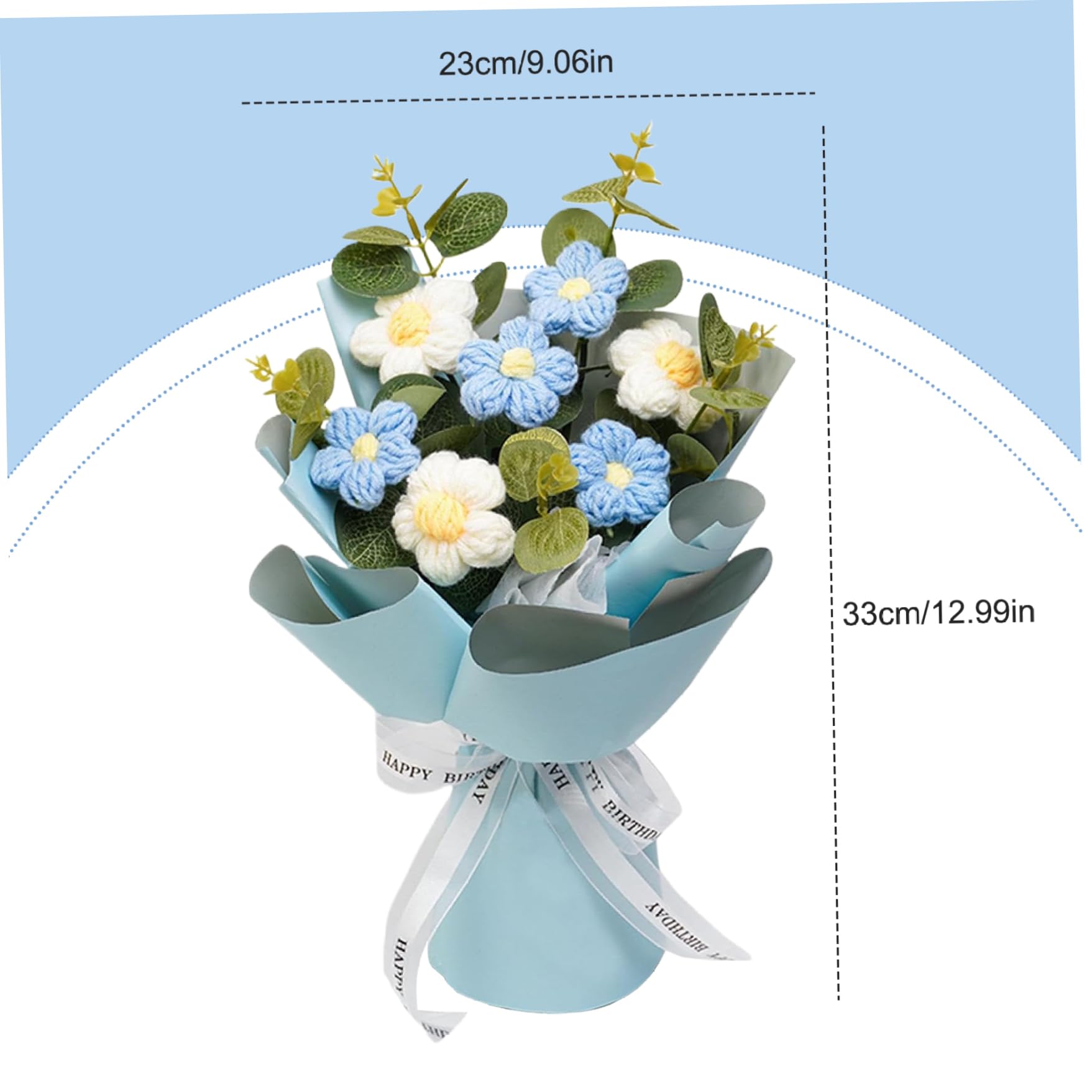 Bouquet de Fleurs au Crochet Bleu 9x13 - Fleurs Artificielles Décoration Intérieure