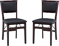 Linon Keira Pad Folding Chairs, Set of 2, Engineered Wood Espresso Finish - Stable, Padded, Fully Assembled