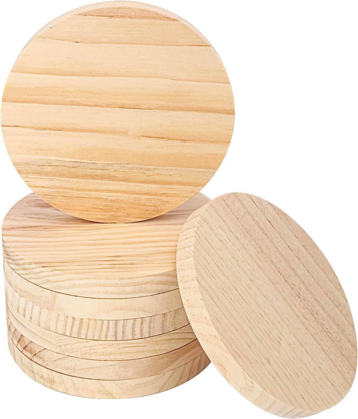 8 Pack Round Wooden Plaque, 8 Inch Craft Supplies Unfinished Pine Plaques for Crafting, Circle Wood Pieces, Wood Rounds for Coasters, Centerpieces and Home Decoration（Thickness 3/4 Inch）