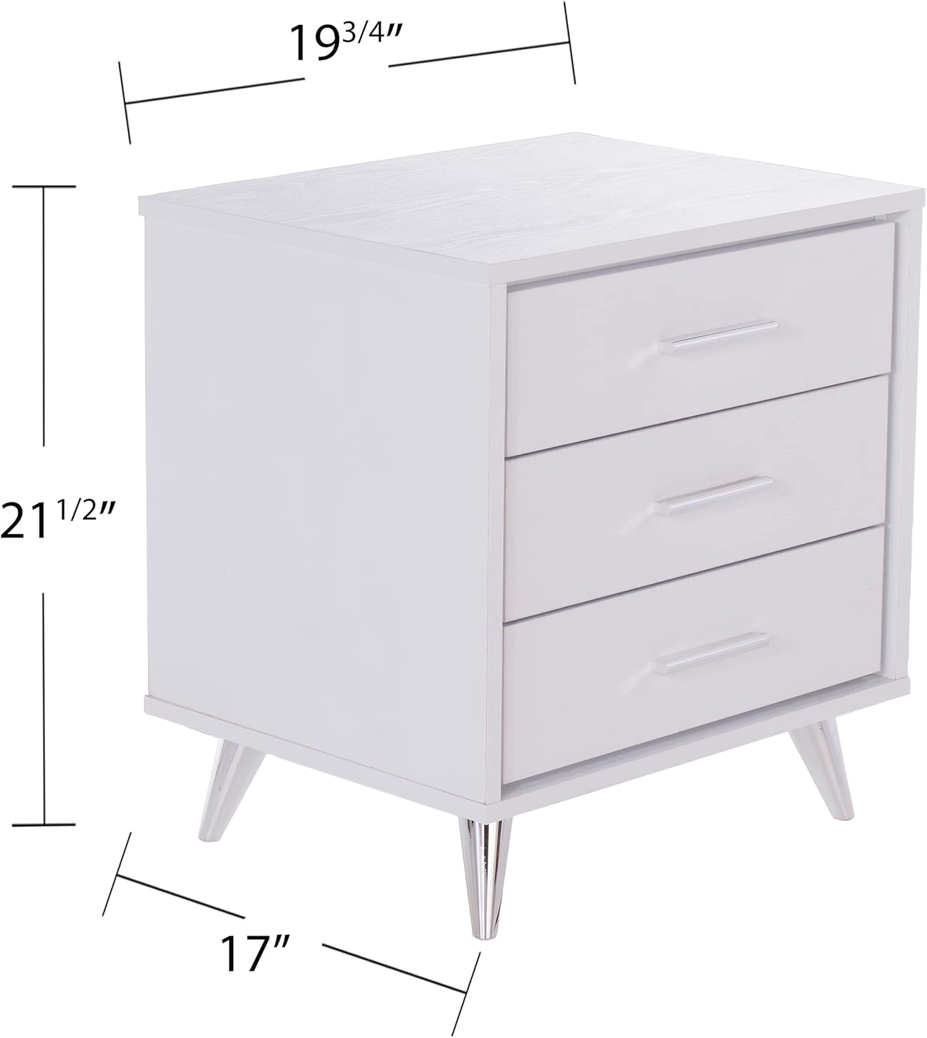 SEI Furniture Oren Bedside Table w/Drawers Nightstand, White (AMZ2486FH)