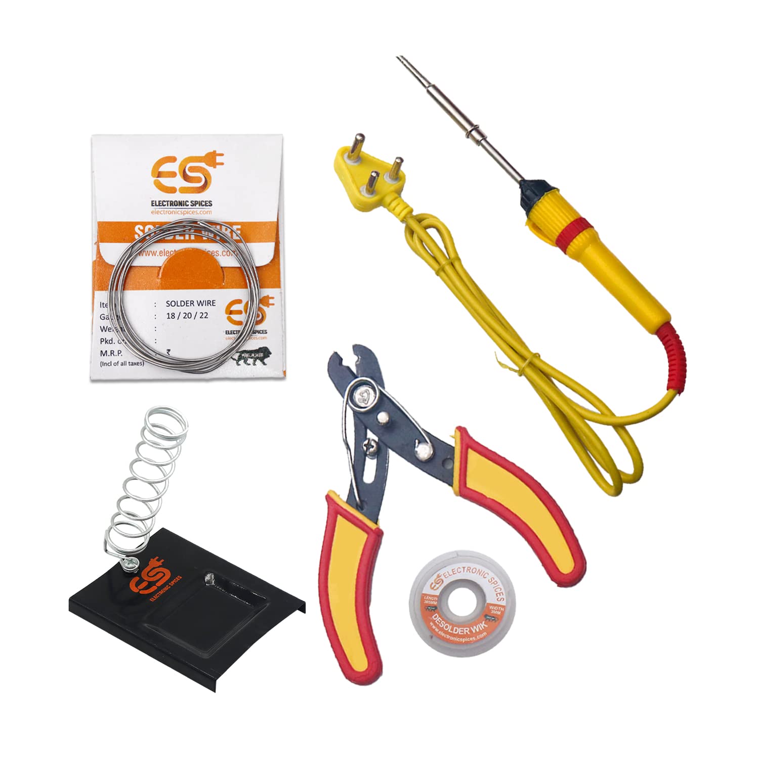 Electronic Spices 5 in 1 Combo of 25 Watt Soldering Iron, Desoldering Wik, Soldering Wire, Cutter and Iron Stand (B0BMDZNJN9) Amazon Price History, Amazon Price Tracker
