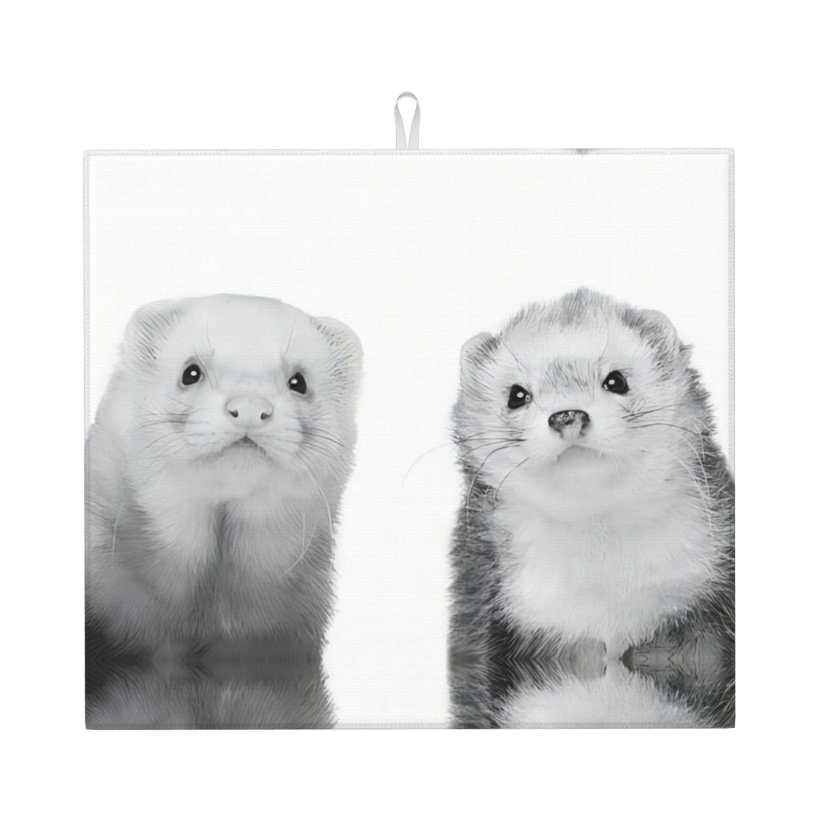 Yyhwhjde Black Ferrets Prints Kitchen Drying Mat – Absorbent Dish Throw For Countertop, Non-Slip Layer With Vibrant Prints, Ideal For Housewarming