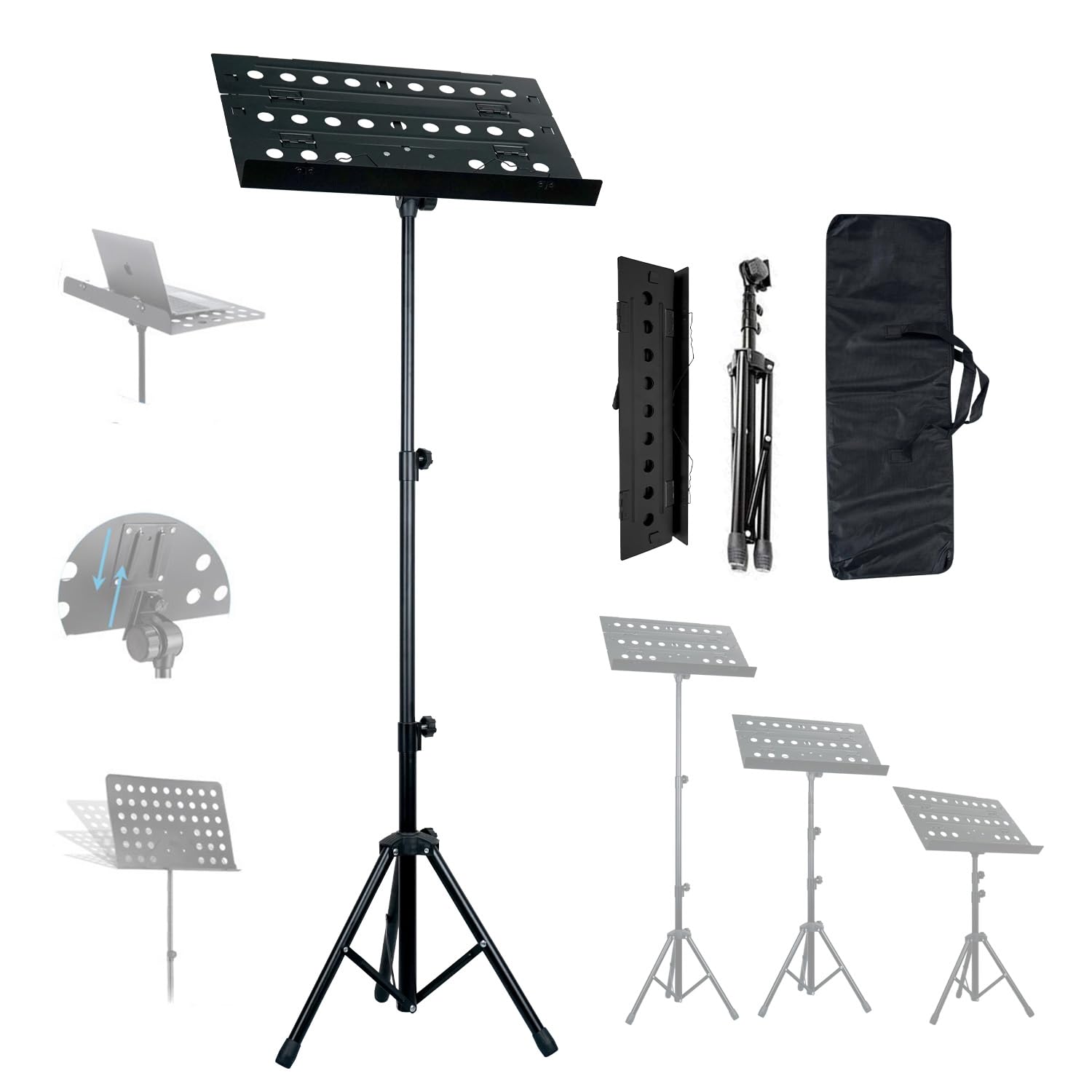 Kadence Nk09f Professional Notation Stand Foldable Music Sheet Holder With 2-step Adjustable Height And Travel Pouch (K-NSTD-NK09F)-image-22