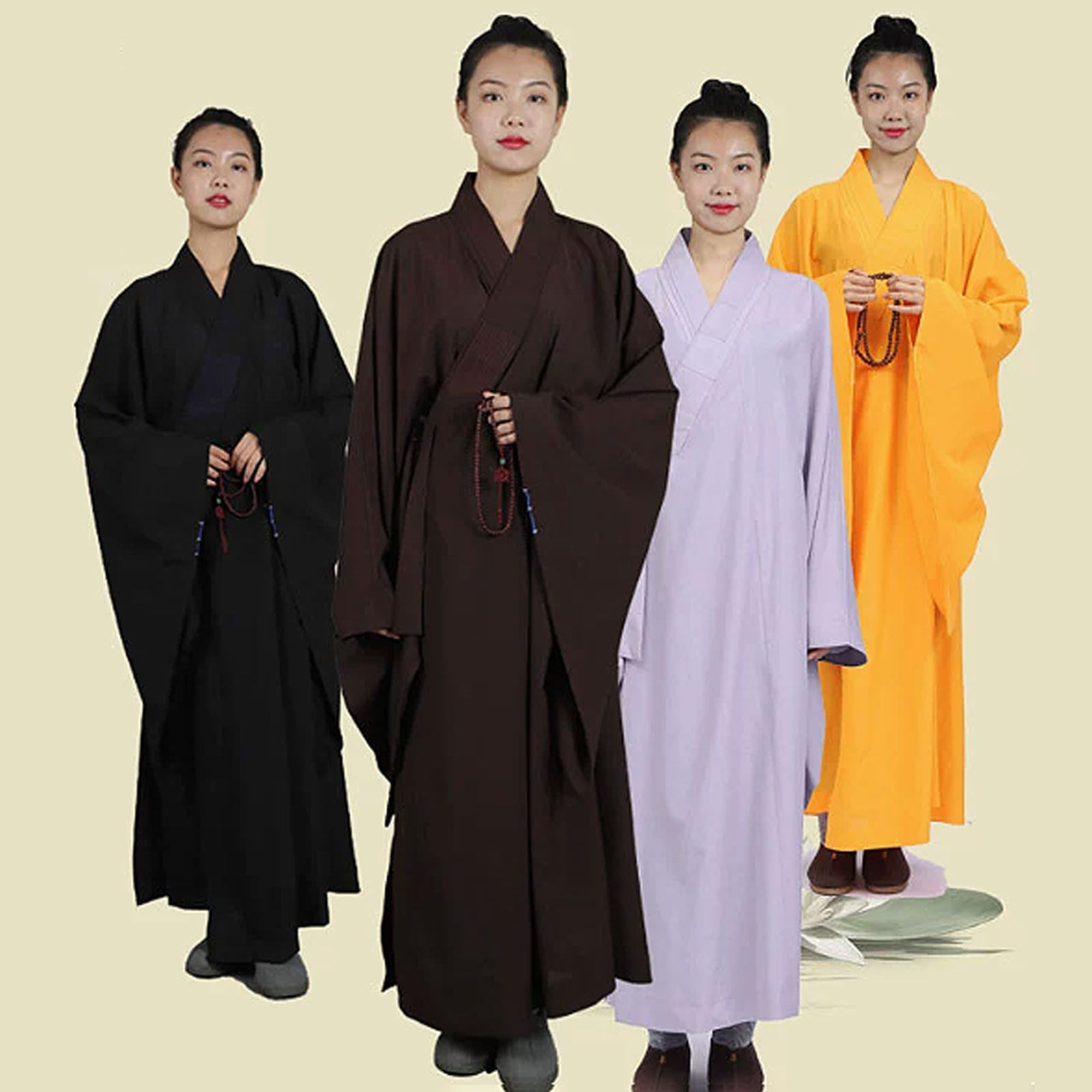 túnica de Monje Budista,Túnica de Monje de meditación,Vestido De Meditación De Túnica Budista De Monje,Shaolin Monje Kung Fu Batas Budista,Lino,para Sentarse en Silencio,Cantar,meditar