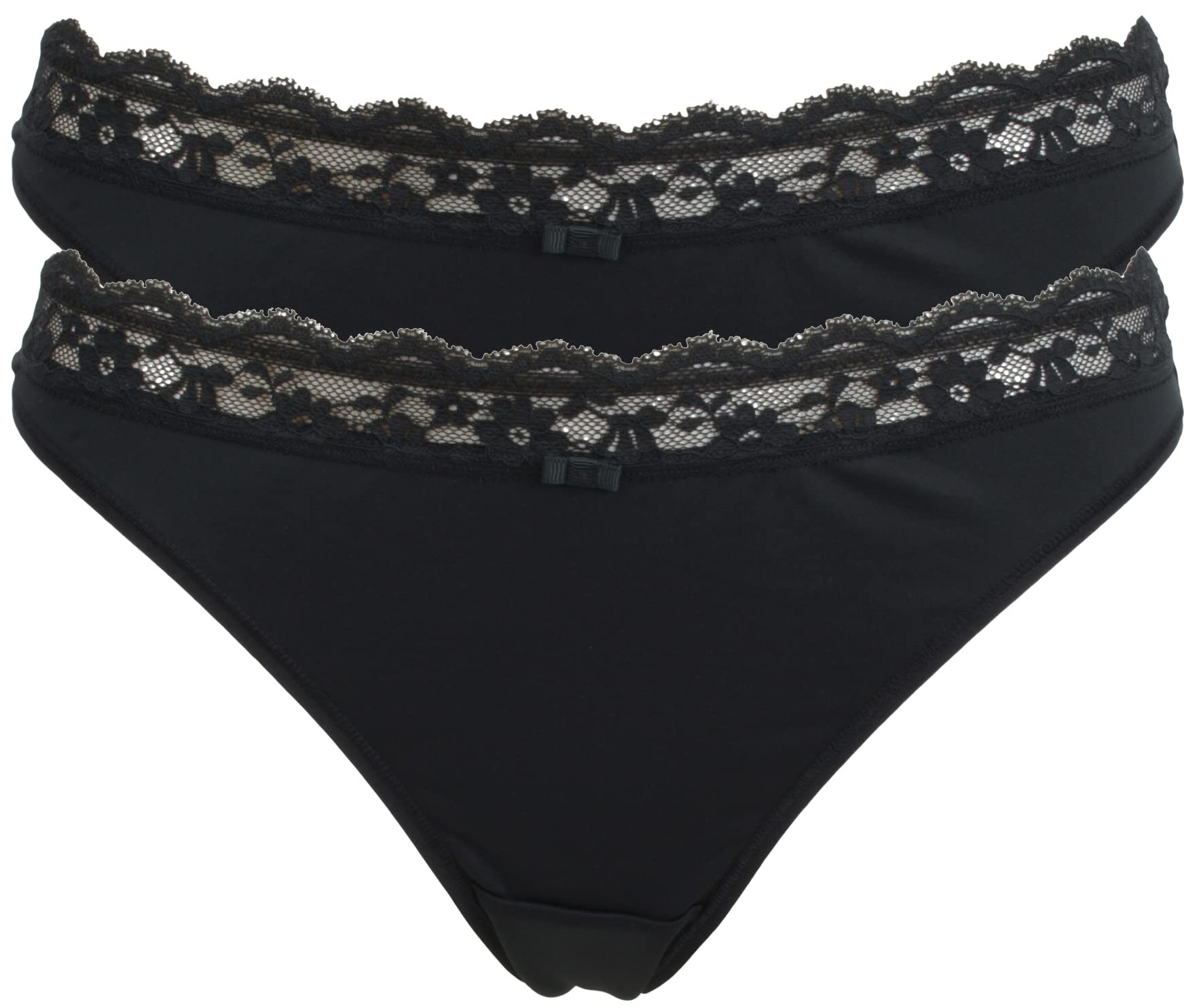 2 Pack Microfibre Lace Trimmed Thongs