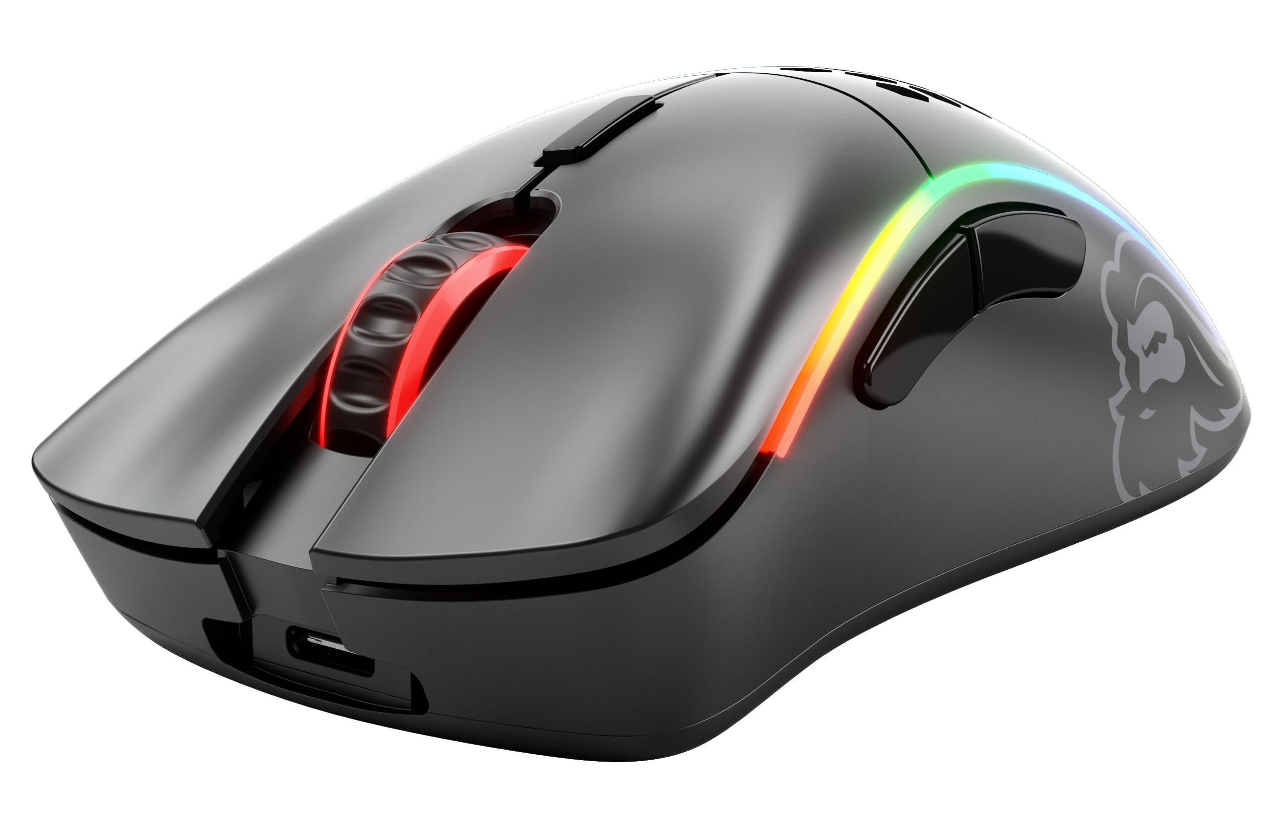 GLORIOUS Model D- Wireless Ratón Gaming Inalámbrico Ligero (Negro Mate) | Conectividad sin lag, sensor BAMF avanzado, batería de larga duración, deslizadores PTFE, formato colmena, iluminación viva