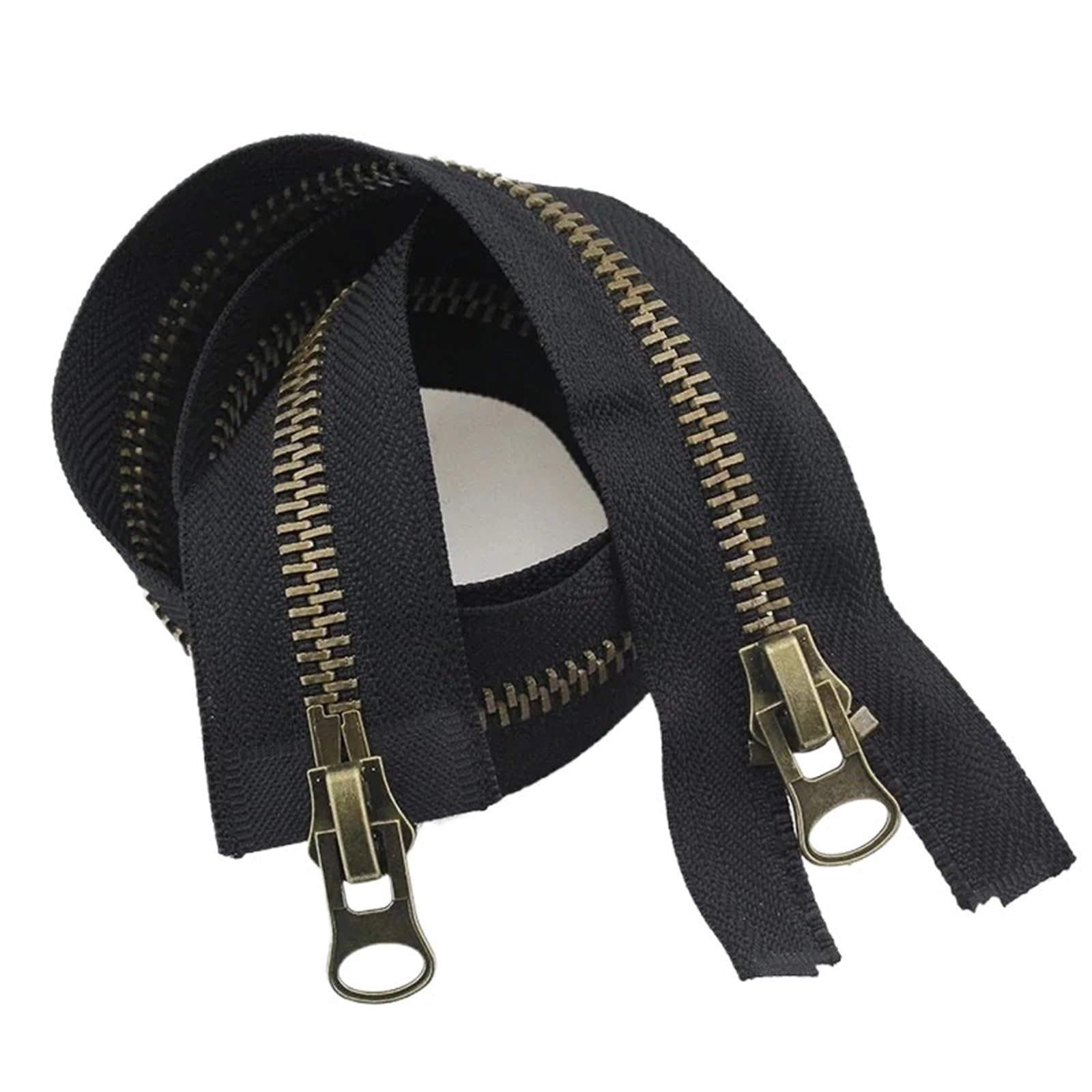 2 Pezzi 8# Cerniera In Metallo 70/80/90/100/120 Cm Doppi Cursori For Cappotto In Tessuto Piumino Giacca Riparazione Fai Da Te Abbigliamento Cucito Adatto per cappotti e giacche(Black,120cm)