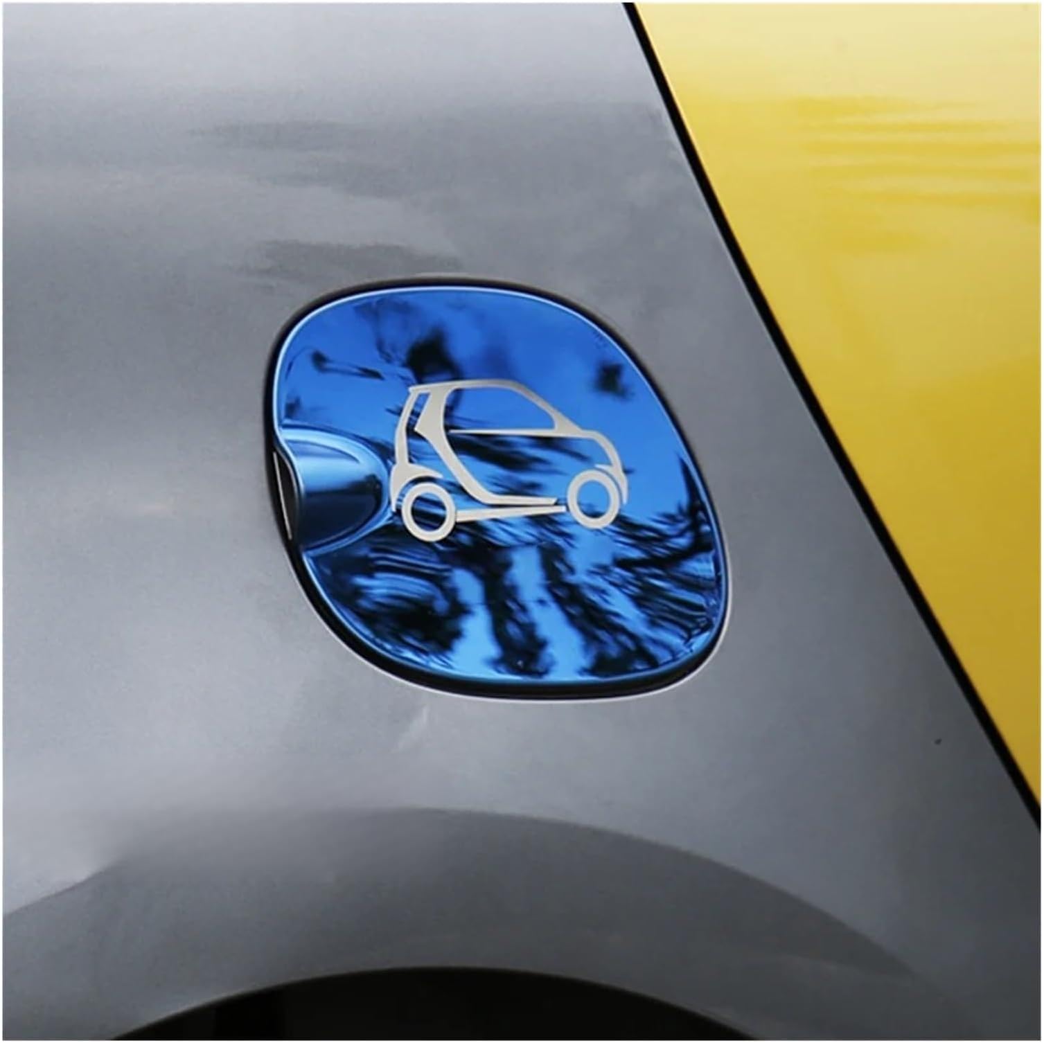 Fuel Tank Cap Sticker Decoration Cover 304 Stainless Steel Car Styling Interior Accessories Compatible for Smart Fortwo Forfour 453 2015 Automotive Exterior Decorative Accessories((SLIVER),CARB