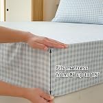 NSNLGSGC Ensemble de draps en microfibre bleu clair Gingham, draps en cuir bleu bébé, 4-Pieces Ensemble de feuilles de grille avec poche profonde