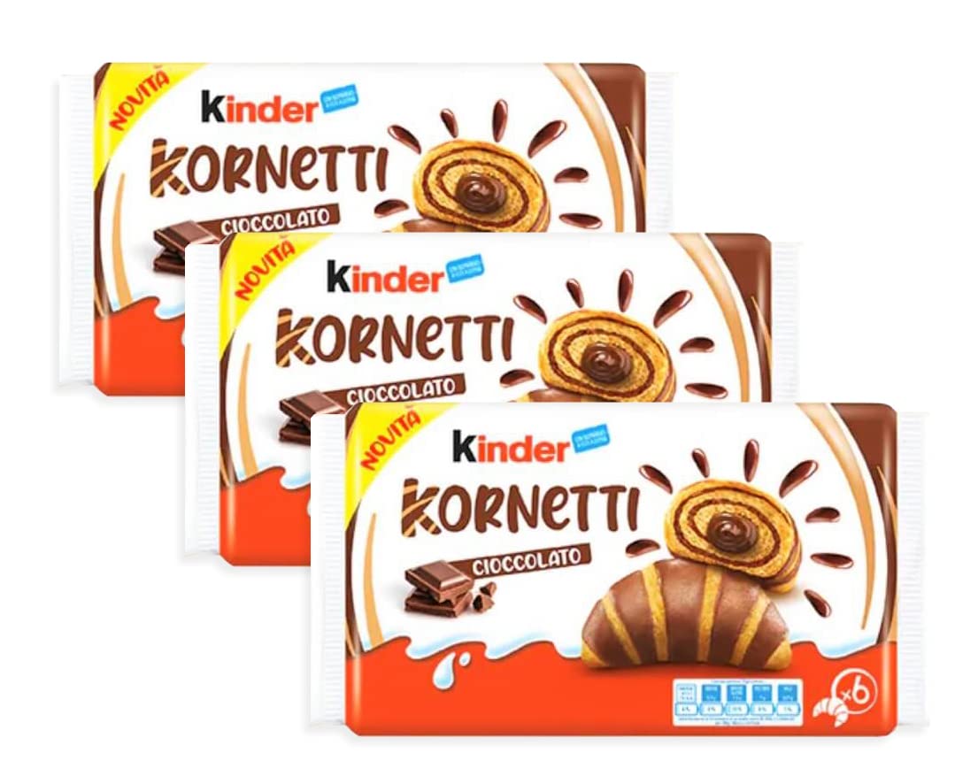 Ferrero, Kinder Kornetti - Cornetti Croissant Ripieni al Cioccolato 3 x 252 g - Novita