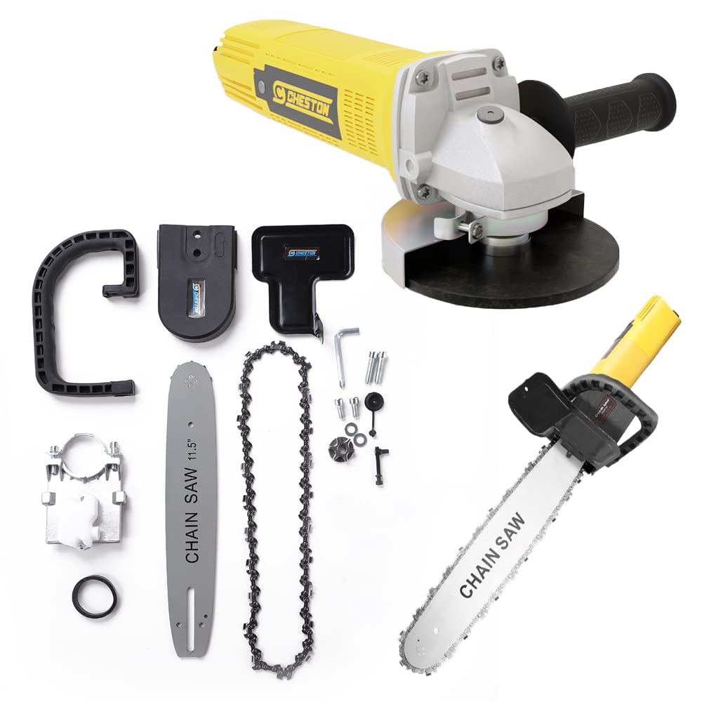 Cheston Electric Chainsaw Bracket Adapter Set Use Woodworking Tool 11inch + Angle Grinder 850W Yellow Grinder Machine Auxiliary Handle Full Chainsaw Set (B0BSR2L6LZ) Amazon Price History, Amazon Price Tracker