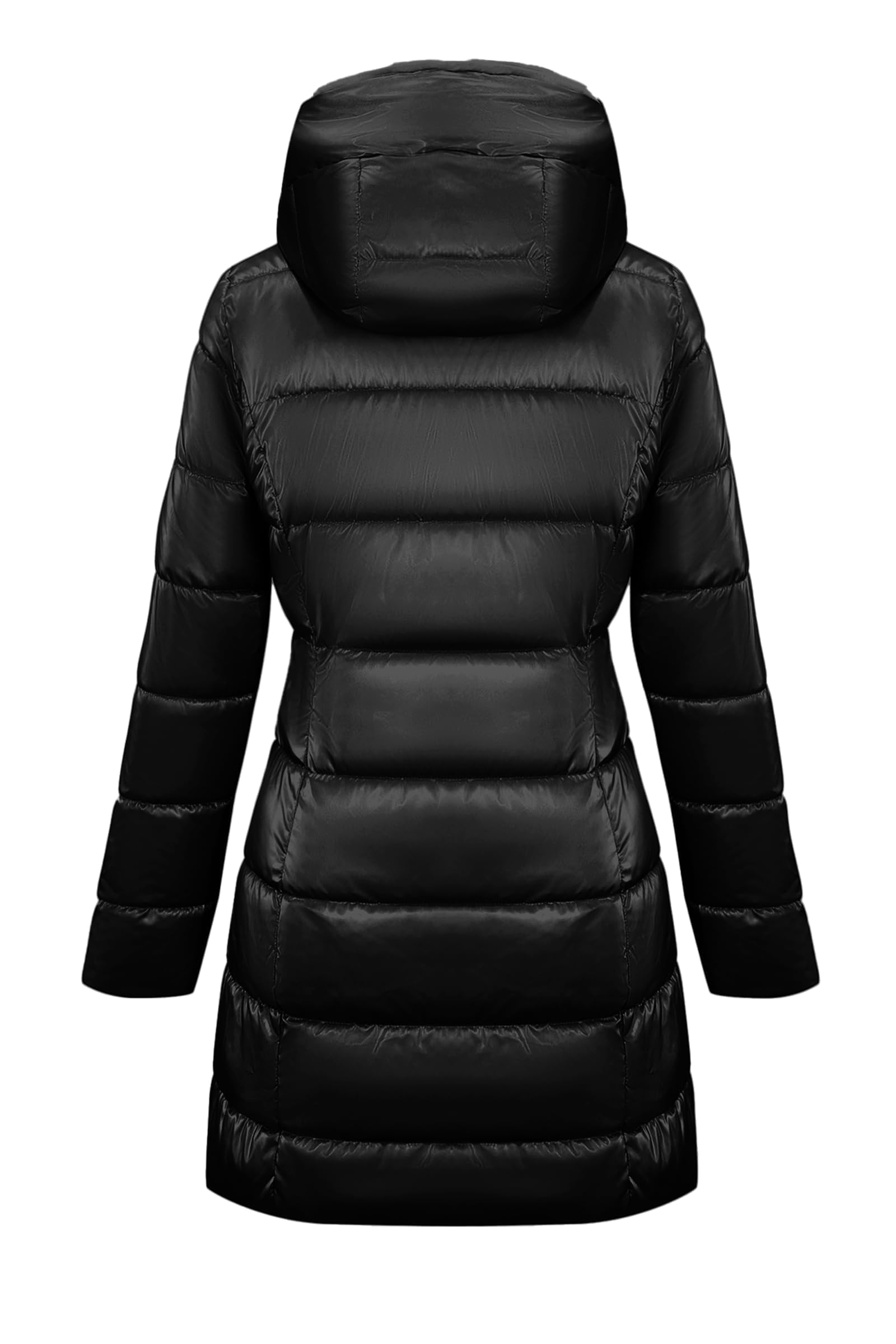 Giolshon Chaquetas reversibles de pelo sintético y brillantes para mujer Abrigo acolchado con capucha resistente al agua Longitud media