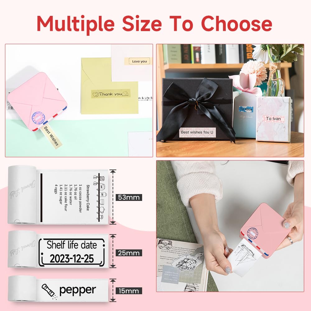 ASprink M02S Mini Imprimante Thermique Portable avec Papier Thermique pour Étude, Notes, Étiquettes DIY