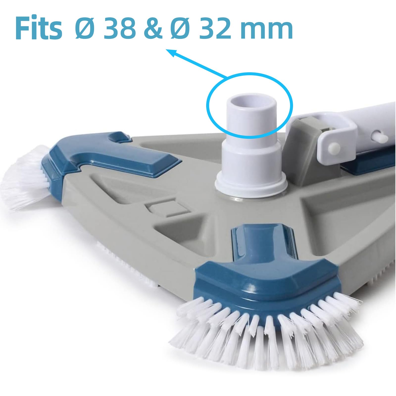 Tête d'aspirateur de Piscine Triangulaire lestée avec Brosse de Fond et latérale, poignée EZ Clip