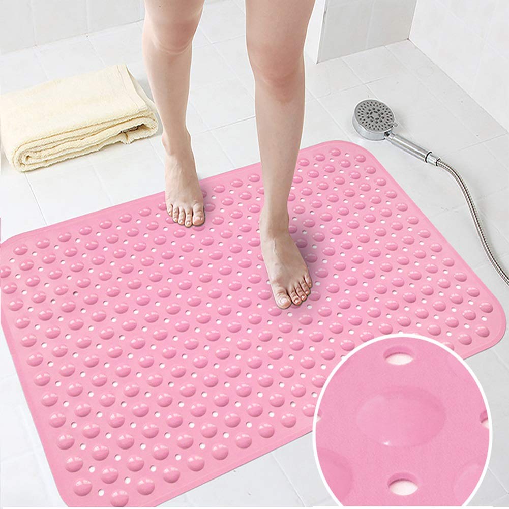 exproyzk Tappetino Doccia Tappetino da Bagno Antiscivolo， con Ventosa, Drenaggio Rapido Utilizzato in Docce, Spa, Saune, Bagno(Bianco,80X80cm)