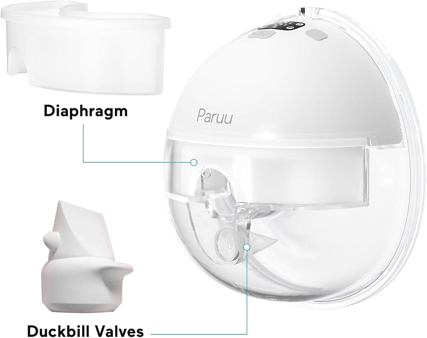 10PCS Breast Pump Parts, 8PCS Duckbill Valves and 2pcs Silicone Diaphragm Compatible with Paruu P16 Wearable Breast Pump, Replace for Paruu P16 Pump Parts, Not Original Accessories