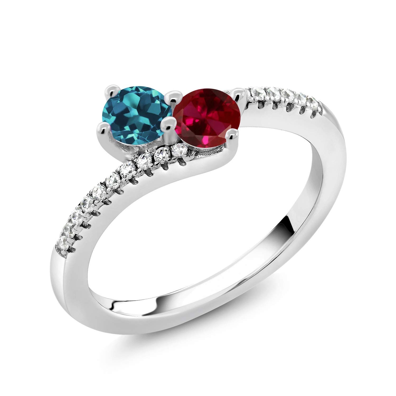 Gem Stone King Customized 2-Stone Ring For Women in 925 Silver