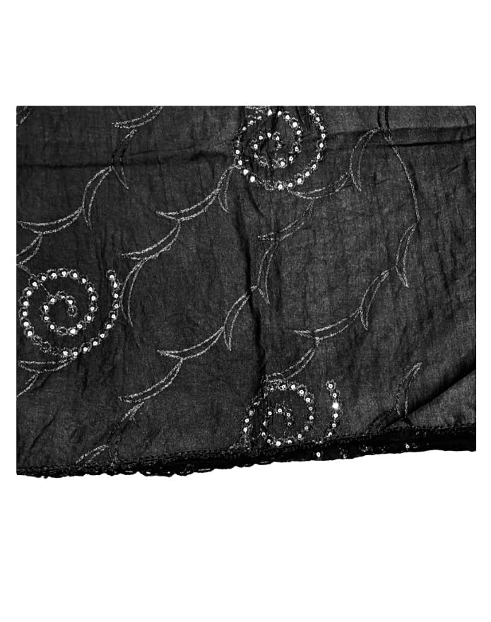 Image of LKC WOMEN'S SEQUENCE EMBROIDERED SELFDESIGN SOFT COTTON CHANDERI DUPATTA